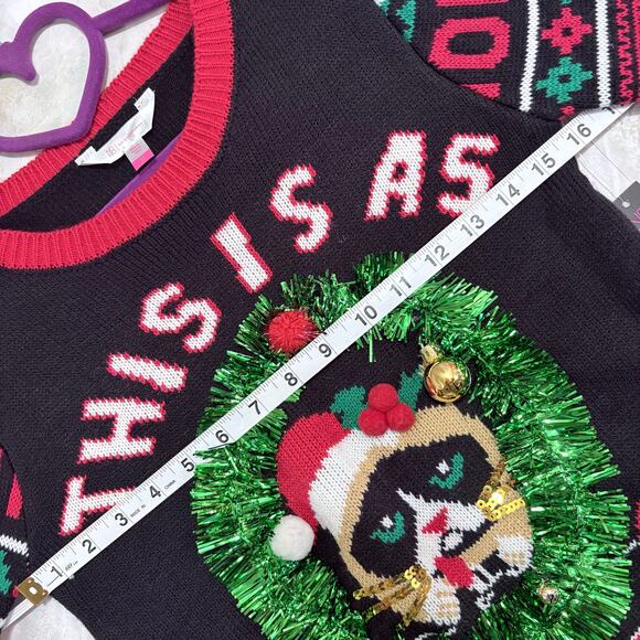 Grumpy Cat Funny 3D Ugly Christmas Women Sweater size XS/S Whimsical Holiday - Picture 8 of 9